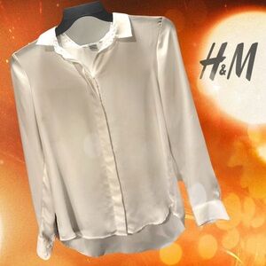 H&M Ivory Sheet Button Down Shirt